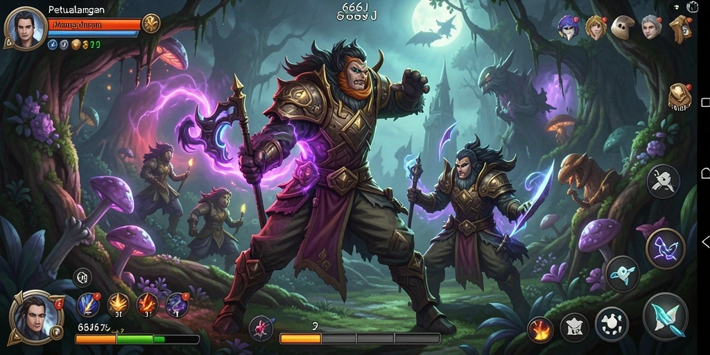 Tampilan menawan dari gameplay RPG 666J yang penuh aksi.