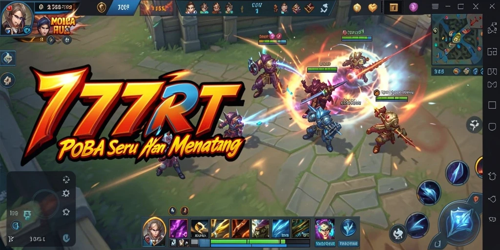 Screenshot gameplay 777RT menampilkan pertempuran epik dan strategi tim.