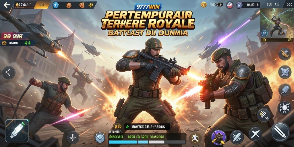 Screenshot gameplay 9777WIN menampilkan momen pertempuran intens di medan perang.