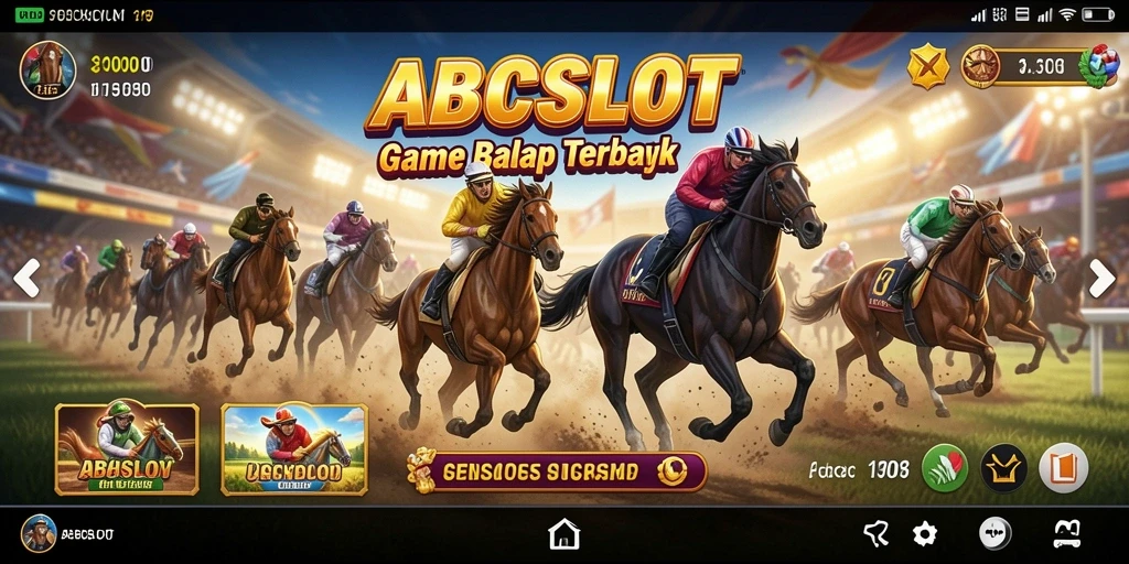 Screenshot menunjukkan aksi balap cepat di ABCSLOT.