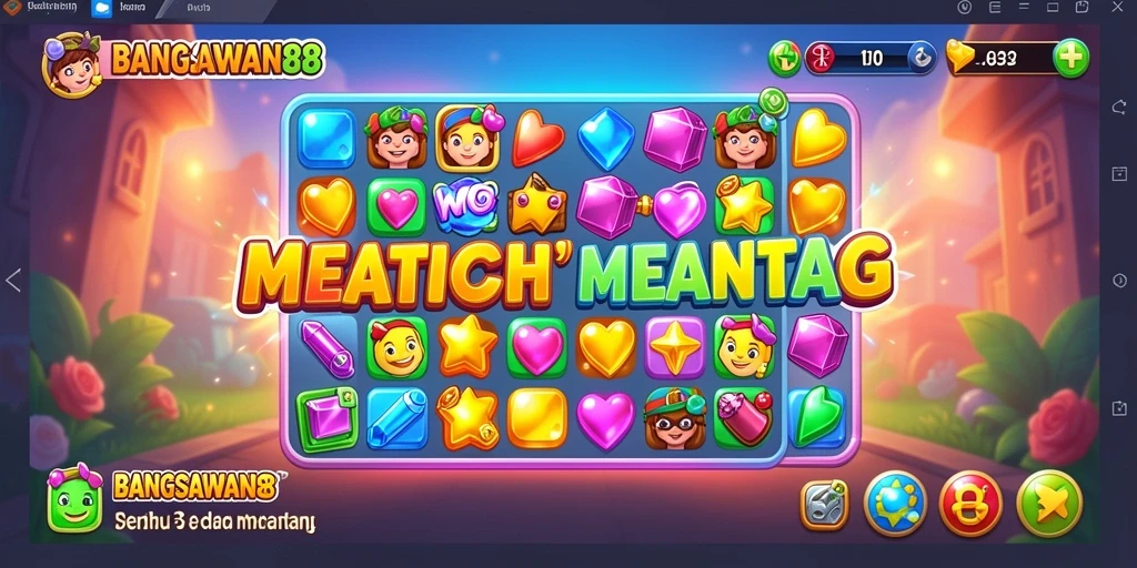Gameplay Match-3 BANGSAWAN88 yang menantang dan penuh warna.