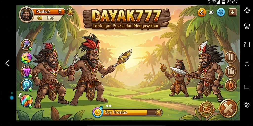 Screenshot utama DAYAK777 menampilkan gameplay Puzzle yang mengasyikkan.
