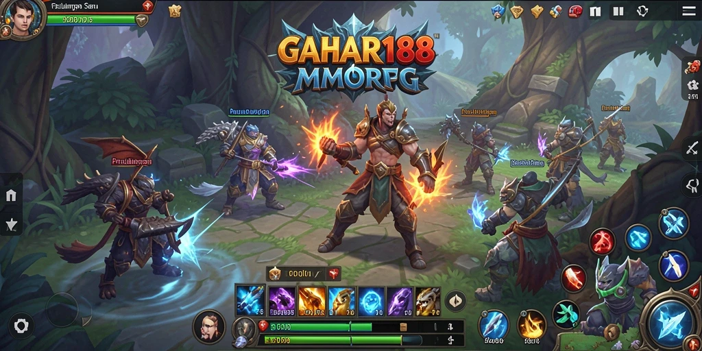 Screenshot utama GAHAR188 menampilkan aksi gameplay MMORPG yang mendebarkan.