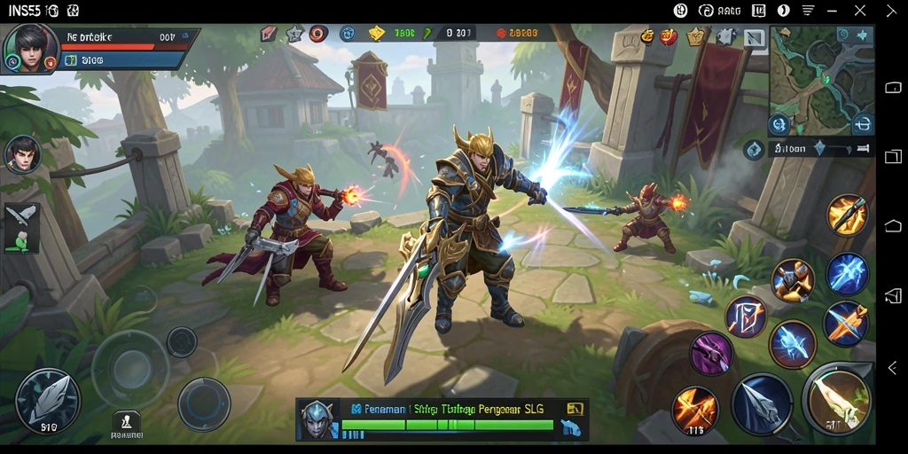 Screenshot menunjukkan pertarungan strategis yang intens dalam INS55.