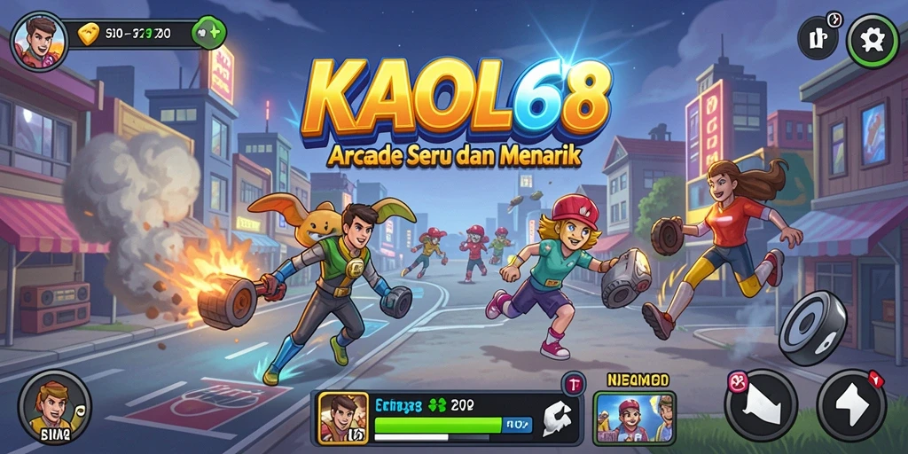 Screenshot gameplay KAOL68 menampilkan karakter menghindari rintangan dan mengumpulkan poin.