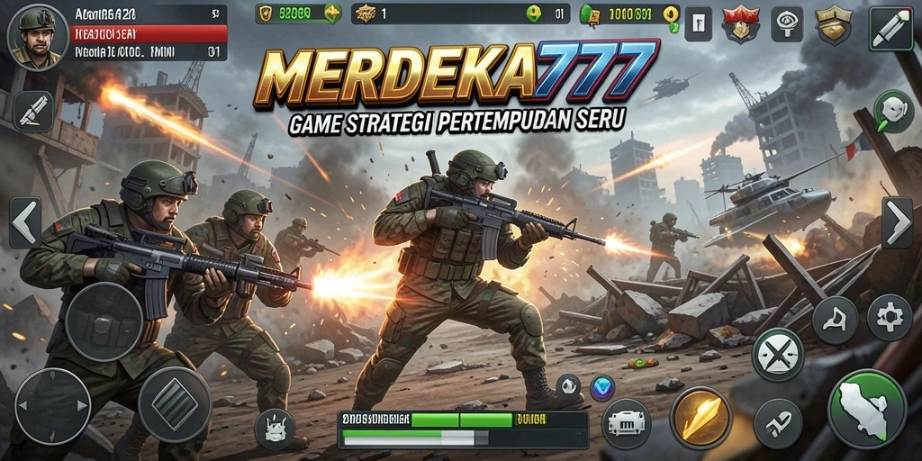 Tampilan gameplay epik MERDEKA777 dalam pertempuran strategis.