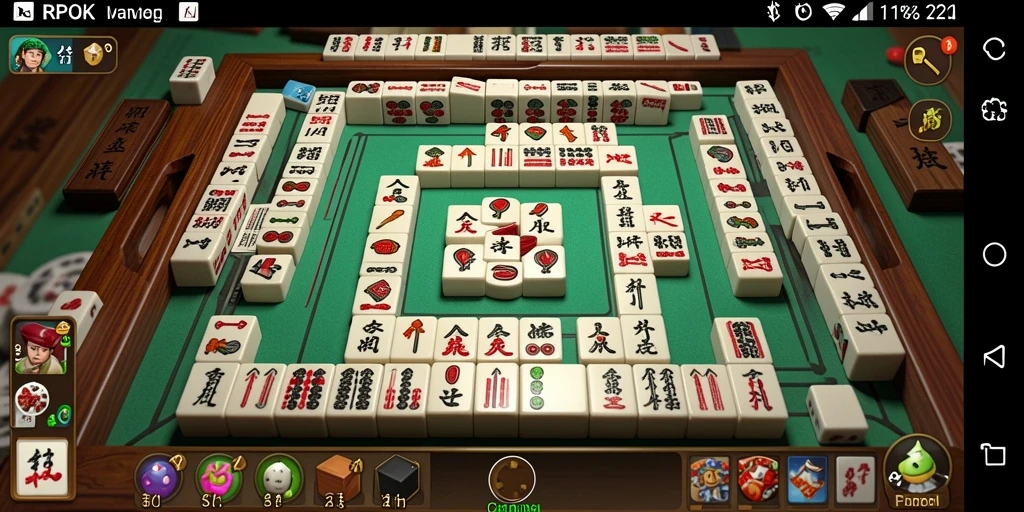 Screenshot gameplay RPOK menampilkan strategi Mahjong yang mendebarkan.