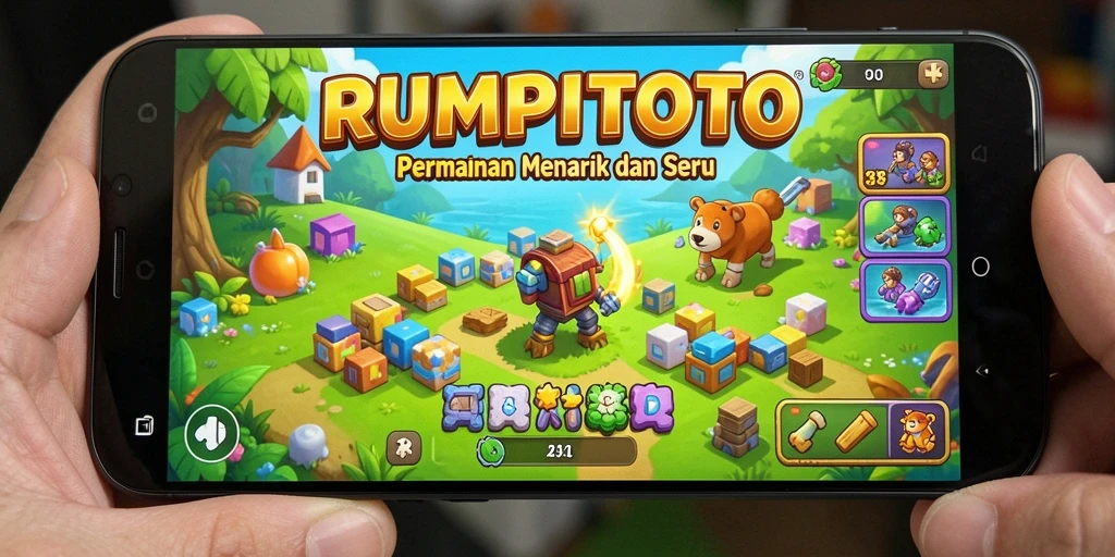 Tampilan gameplay RUMPITOTO yang menantang dan penuh warna.