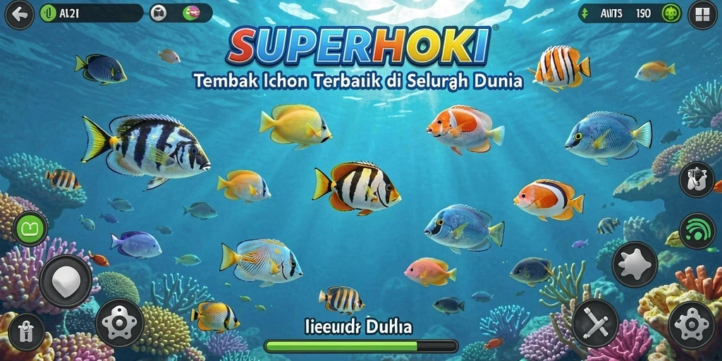 Tampilan gameplay menarik dari SUPERHOKI dengan aksi tembak ikan.