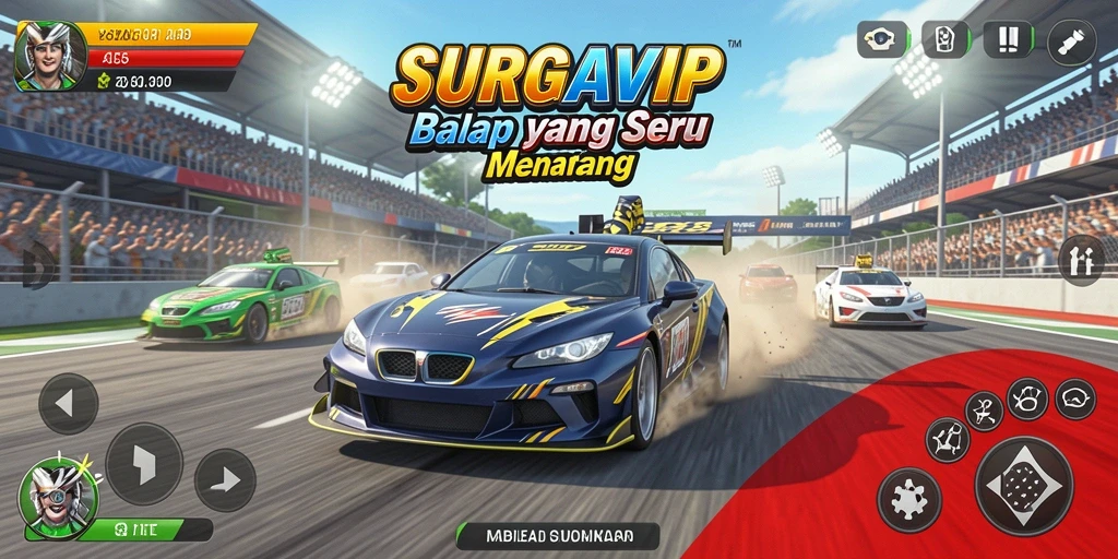 Tampilan memukau dari gameplay balap di SURGAVIP.