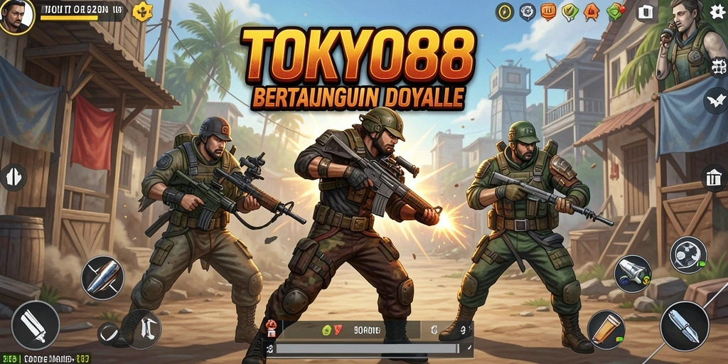 Tangkapan layar dari gameplay menegangkan di TOKYO88 Battle Royale.